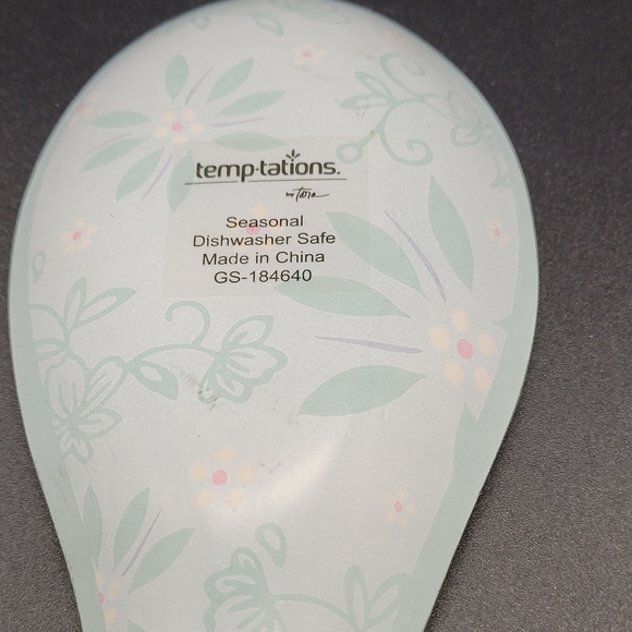 Temptations By Tara Spoon Rest Green White Reverse Painted GS-184640 - Picture 3 of 4